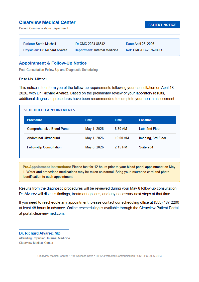 Medical Report Notice